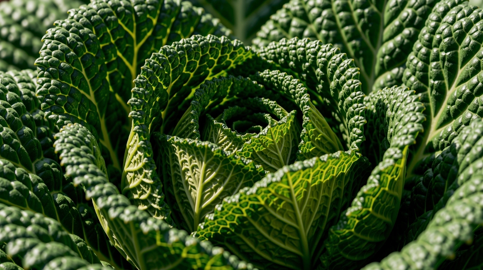 Macro texture of fresh kale foliage